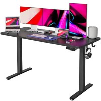 Fezibo Electric Standing Desk, 63 X 24 Inches Height Adjustable Table, Ergonomic Home Office Furniture With Splice Board, Black Frame /Black Top