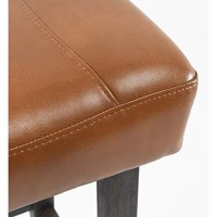 Benjara 26 Inch Wooden Frame Leatherette Backless Counterstool, Brown