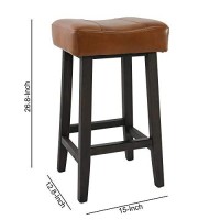 Benjara 26 Inch Wooden Frame Leatherette Backless Counterstool, Brown