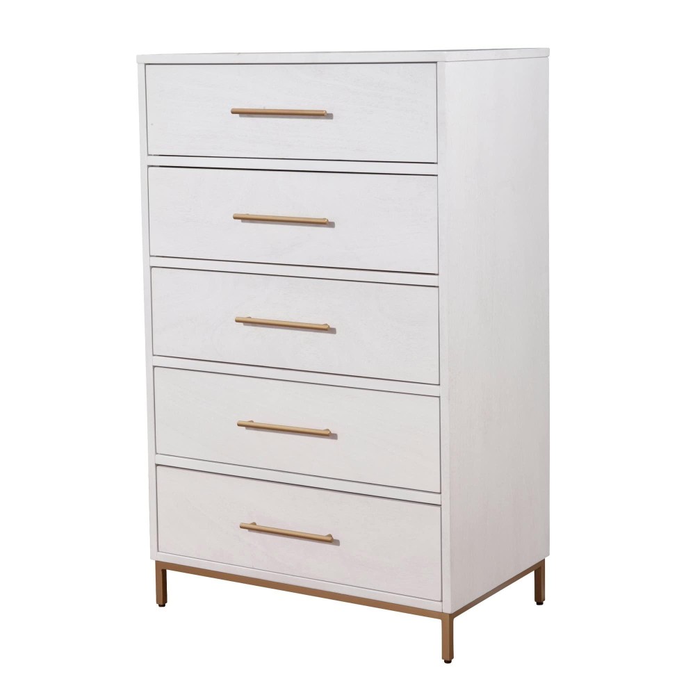 Benjara 48 Inch 3 Drawer Wooden Chest With Metal Base White
