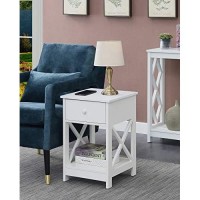 Convenience Concepts Oxford 1-Drawer End Table With Shelf, 1575 In X 1575 In X 24 In, White