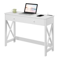 Convenience Concepts Oxford Desk With Charging Station, 42, White