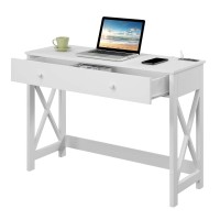 Convenience Concepts Oxford Desk With Charging Station, 42, White