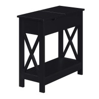 Convenience Concepts Oxford Flip Top End Table With Charging Station And Shelf Black