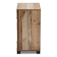 Baxton Studio Cyrille Modern And Contemporary Farmhouse Rustic Finished Wood 2-Door Shoe Cabinet
