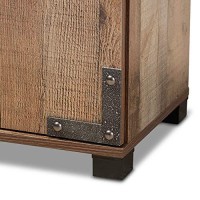 Baxton Studio Cyrille Modern And Contemporary Farmhouse Rustic Finished Wood 2-Door Shoe Cabinet