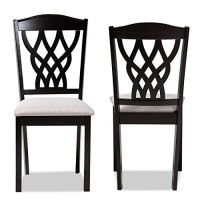 Baxton Studio Delilah Modern And Contemporary Grey Fabric Upholstered And Dark Brown Finished Wood 2-Piece Dining Chair Set