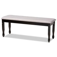Baxton Studio Grey Upholstered And Walnut Brown Finished Wood Dining Bench