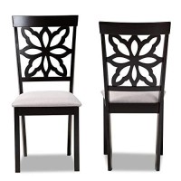 Baxton Studio Grey Upholstered And Brown Finished Wood 2-Piece Dining Chair Set