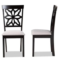 Baxton Studio Grey Upholstered And Brown Finished Wood 2-Piece Dining Chair Set