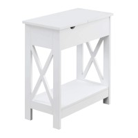 Convenience Concepts Oxford Flip Top End Table With Charging Station And Shelf White
