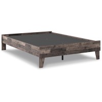 Signature Design By Ashley Neilsville Butcher Block Style Platform Bed, Full, Rustic Gray