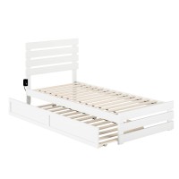 Afi Oxford Bed With Footboard And Usb Turbo Charger With Twin Extra Long Trundle, Xl, White