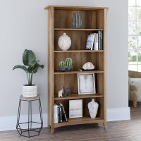 Bush Furniture Salinas Tall 5 Shelf Bookcase In Reclaimed Pine | Distressed Style Book Case | Bookshelf For Bedroom, Living Room & Pantry | Tall Bookcase | Book Shelf For Bedroom