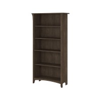 Bush Furniture Salinas Tall 5 Shelf Bookcase In Ash Brown | Distressed Style Book Case | Bookshelf For Bedroom, Living Room & Pantry | Tall Bookcase | Book Shelf For Bedroom