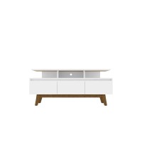 Manhattan Comfort Yonkers Mid Century Modern Television Stand With 6 Media And Storage Compartments, 6299, White
