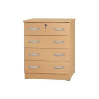 Better Home Products Cindy 4 Drawer Chest Wooden Dresser With Lock Beech (Maple)