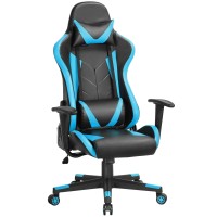 Topeakmart Video Game Chairs High Back Computer Gaming Chair Ergonomic Racing Office Chair With Lumbar Support Swivel Task Chair Neon Blue