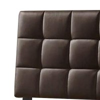 Benjara Faux Leather Upholstered King Size Headboard With Square Tufting, Brown