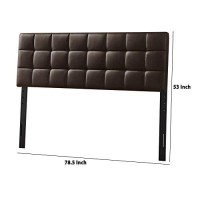 Benjara Faux Leather Upholstered King Size Headboard With Square Tufting, Brown
