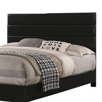 Benjara Leatherette Upholstered King Bed With Panel Headboard, Black