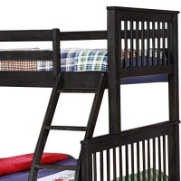 Benjara 2 Drawer Twin Over Full Bunk Bed With Slatted Details, Gray