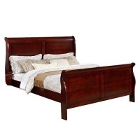 Benjara Queen Size Sleigh Wooden 4 Piece Bedroom Set, Brown