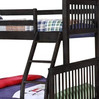 Benjara Twin Over Full Bunk Bed With Slatted Details And Trundle, Gray