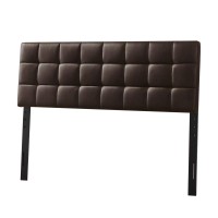 Benjara Faux Leather Upholstered Full Size Headboard With Square Tufting, Brown