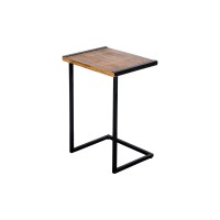 The Urban Port C Shape Mango Wood Sofa Side End Table With Metal Cantilever Base