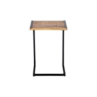 The Urban Port C Shape Mango Wood Sofa Side End Table With Metal Cantilever Base