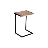 The Urban Port C Shape Mango Wood Sofa Side End Table With Metal Cantilever Base