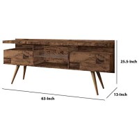 The Urban Port 63 Inch Wooden Entertainment Tv Media Stand With 4 Open Compartments, Brown