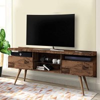 The Urban Port 63 Inch Wooden Entertainment Tv Media Stand With 4 Open Compartments, Brown