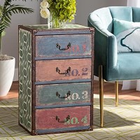 Baxton Studio Amandine Vintage Rustic French Inspired Multicolor Finished Wood 4-Drawer Accent Storage Chest