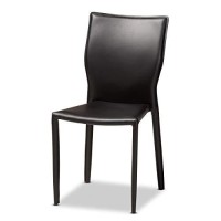 Baxton Studio Black Faux Leather Upholstered 4-Piece Dining Chair Set