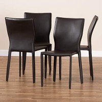 Baxton Studio Heidi Modern And Contemporary Dark Brown Faux Leather Upholstered 4-Piece Dining Chair Set