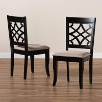 Baxton Studio Mael Modern And Contemporary Sand Fabric Upholstered And Espresso Brown Finished Wood 2-Piece Dining Chair Set