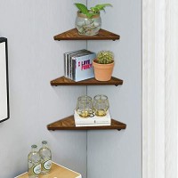 Horlimer Floating Corner Shelves Set Of 6, Rustic Wood Wall Shelves For Bathroom Kitchen Bedroom Living Room Office Nursery