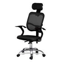 Jucai Ergonomics Executive Office Chair, Mesh Computer Chair With Lumbar Support And Headrest Armrest Adjustable Swivel Rolling Task Chair For Women Men, Black,Black