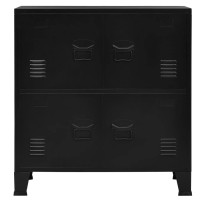 Vidaxl File Cabinet, Sideboard With Doors, Storage Chest Cabinet For Home Office Living Room Entryway, Industrial Style, Black Steel