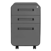 Laura Davidson Furniture Stockpile 3-Drawer File Cabinet For Home Office Commercial-Grade One Size, Dark Grey