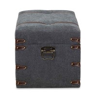 Baxton Studio Transitional Grey Fabric Upholstered Storage Trunk Ottoman