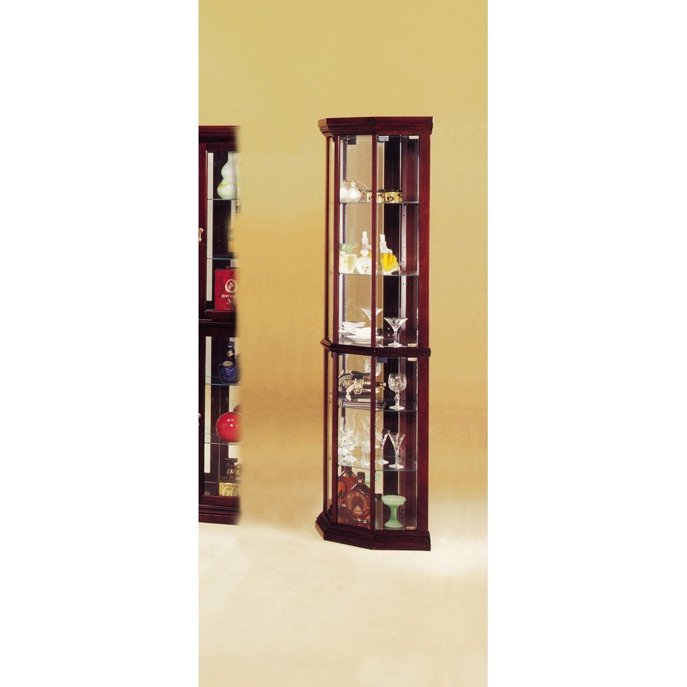 Homeroots 16 X 16 X 71 Cherry Glass Curio Cabinet