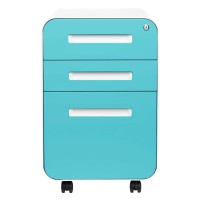 Laura Davidson Furniture Stockpile 3-Drawer File Cabinet For Home Office Commercial-Grade One Size, Aqua Faceplate