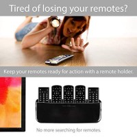 Totalmount Hole-Free Remote Holder - Eliminates The Need To Drill Holes In Your Wall (Premium Black Remote Control Holder For 5 Or 6 Remotes)