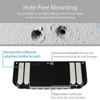 Totalmount Hole-Free Remote Holder - Eliminates The Need To Drill Holes In Your Wall (Premium Black Remote Control Holder For 5 Or 6 Remotes)