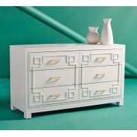 Safavieh Couture Home Collection Raina Greek Key 6-Drawer Dresser, Whitegold