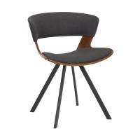 Armen Living Ulric Wood And Metal Modern Dining Room Accent Chair Charcoalwalnut