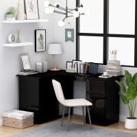 Vidaxl Corner Desk High Gloss Black 57.1X39.4X29.9 Engineered Wood